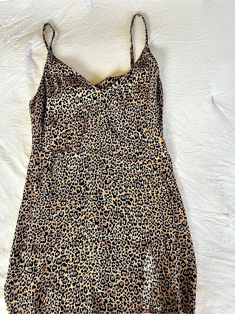 Reformation Marlowe Mini Slip Dress Leopard Print Small